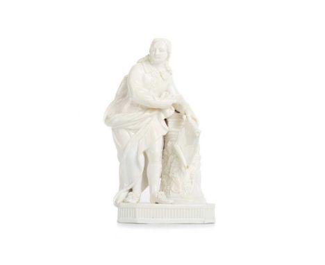 DERBY CERAMIC FIGURE, modelled as John Milton, in a white glaze finish23.5cm high