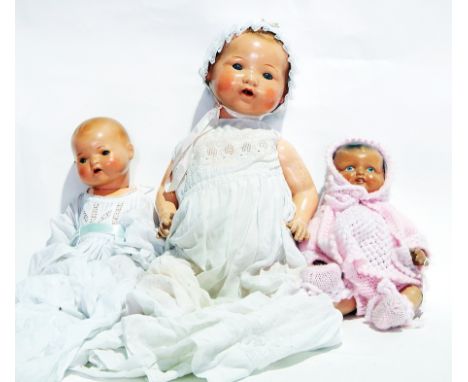 German Handwerck composition baby doll, large Armand Marseille composition baby doll and another (3) 