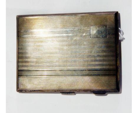 A silver cigarette case with engine turned decoration, Birmingham circa 1930, length 11cm 