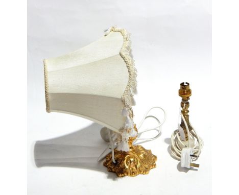 A gilt table lamp and another 