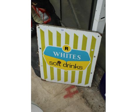 AN ORIGINAL R WHITES SOFT DRINKS ENAMEL SIGN (52CM x 64CM) 