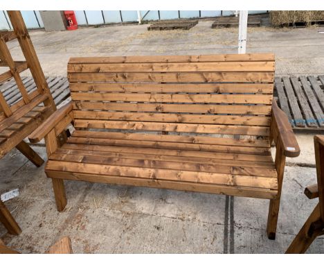 AN AS NEW EX DISPLAY CHARLES TAYLOR THREE SEATER GARDEN BENCH *PLEASE NOTE VAT TO BE ADDED TO THE HAMMER PRICE OF THIS LOT* 
