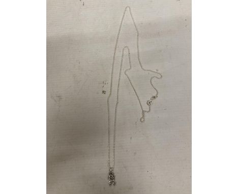 A HALLMARKED SILVER 925 CHAIN AND ROBOT PENDANT 