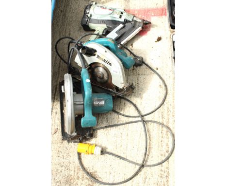 THREE POWER TOOLS TO INCLUDE TWO MAKITA RIP SAWS AND A NAIL GUN 