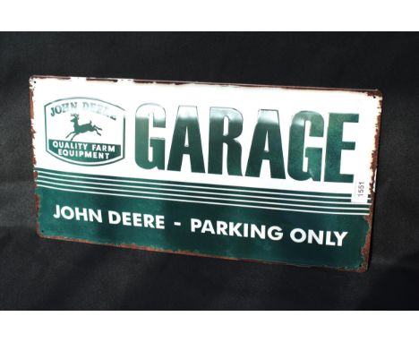 AN ENAMEL JOHN DEERE PARKING ONLY SIGN 