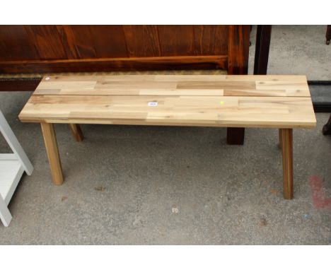 AN IKEA (19717) BENCH 47" X 11.5" WITH WOODBLOCK TOP 