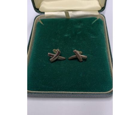 A PAIR OF 925 SILVER 'X' EARRINGS MARKED TIFFANY &amp; CO PALOMA PICASSO 
