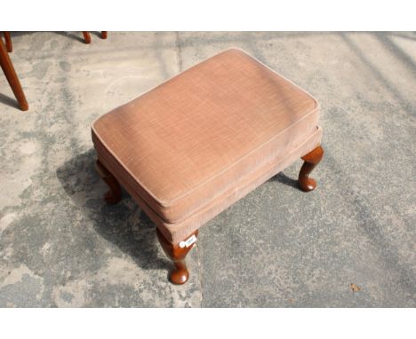 A MODERN PARKER KNOLL STOOL ON CABRIOLE LEGS, MODEL P.K. 977 