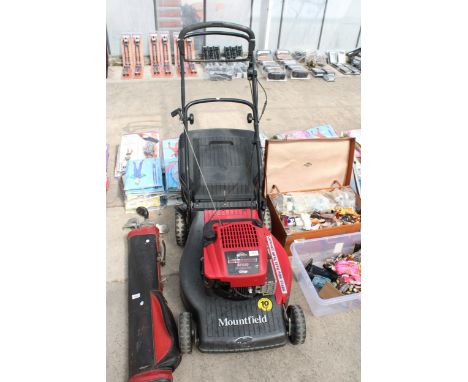 A MOUNTFIELD SELF PROPELLED ROTARY LAWN MOWER WITH GRASS BOX 