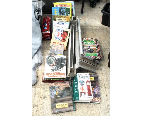 AN ASSORTMENT OF VARIOUS ITEMS TO INCLUDE BOOKS ON ANTIQUES, CDS AND LADDER SAFETY DEVICES ETC 