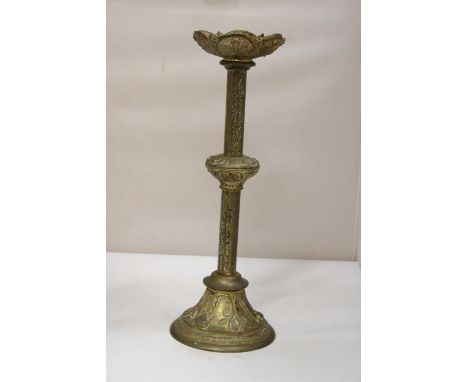 AN ORMOLU ECCLESIASTICAL PRICKETT CANDLE STICK - 51 CM 