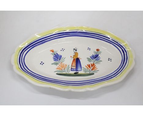 A MID CENTURY HENRIOT QUIMPER OVAL BOWL 