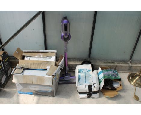 AN ASSORTMENT OF ITEMS TO INCLUDE TWO PRINTERS, A STICK VACUUM AND AN OUTSIDE LIGHT ETC 