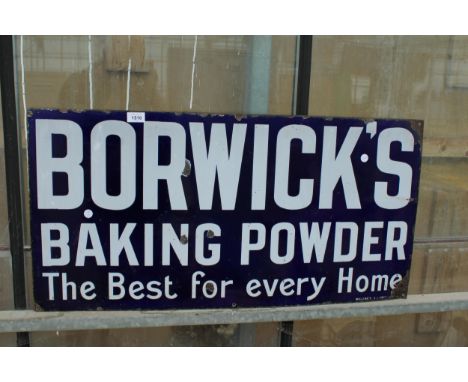 AN ORIGINAL BORWICKS BAKING POWDER ENAMEL SIGN (91CM x 46CM) 