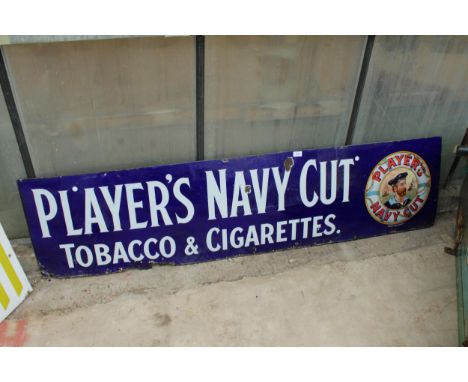 AN ORIGINAL RARE PLAYERS NAVY CUT PICTORAL ENAMEL SIGN (183CM x 46CM) 