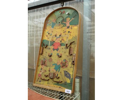 A VINTAGE WOODEN BAGATELLE GAME 