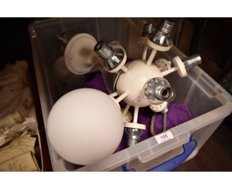A vintage Atomic style light fixture in a sputnik design with glass shades. Two shades missing, all others in good condition.
