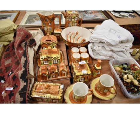 A selection of vintage Price Kensington cottage wares including teapot, butter dishes and fruit bowl.