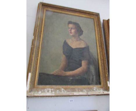 A gilt framed oil on canvas portrait, frame a/f