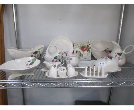 11 items of Crown Devon including planter, vase, cheese dish, strainer etc