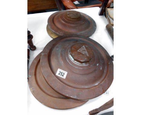 A set of 4 large brass 'Alvis' vintage car hub caps