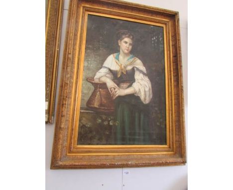 A large gilt framed oil on canvas portrait