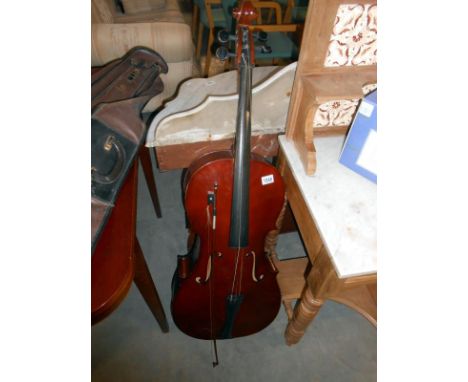 A Cello with label for Artia Excelsior 'made by Boosey and Hawks, with case and bow