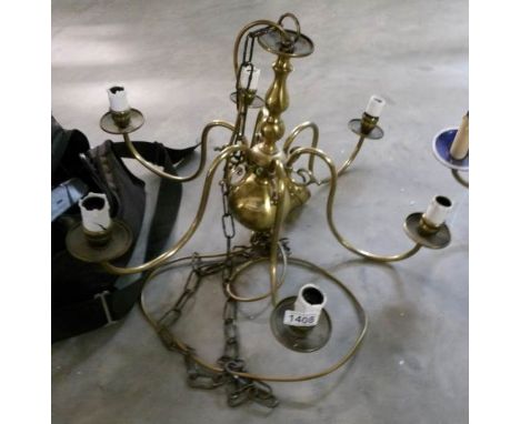 A 6 lamp brass ceiling light