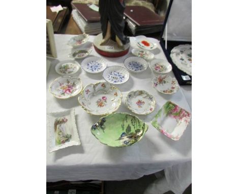 A collection of floral trinket dishes including Royal Crown Derby, Royal Albert, Royal Worcester, Minton etc