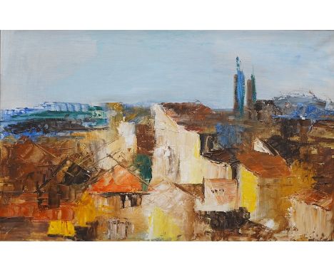 Barbara Robinson, impressionist oil, ‘Aujargues’, signed and dated 1963 verso, 49 x 76cm. Condition - good