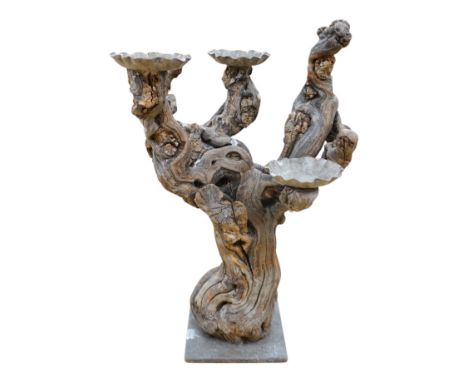 A piece of drift wood, mounted as a three light candelabrum, 52cm high. Condition - fair