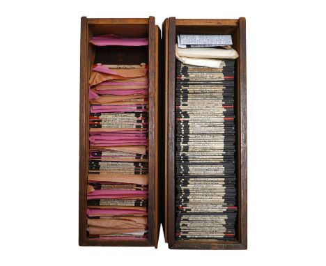 Two boxes of magic lantern slides to include Burnham Abbey and Windsor castle. Condition - fair