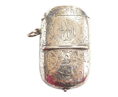 A late Victorian silver combination sovereign and vesta case, with pencil (lacking another item?, William Neale, Chester, 189