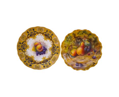 Two Royal Worcester fruit painted plates, by T Lockyer and A Shuck, 23cm in diameter. Condition - good, a little dirty Lockye