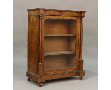 A late Victorian walnut and gilt metal mounted pier cabinet with boxwood inlay, height 120cm, width 77cm, depth 38cm.Buyer’s 
