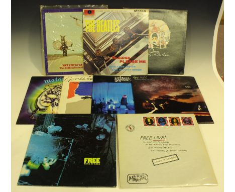 A collection of approximately eighty LP records, including albums by Free, Motorhead and Queen, and several James Bond soundt