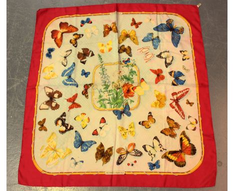 An Hermès 'Farandole' pattern silk scarf, designed by Caty Latham, 90cm x 86cm, a Liberty scarf and three other silk scarves.