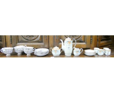 Part Japanese coffee set and decorative tea cups and saucers 