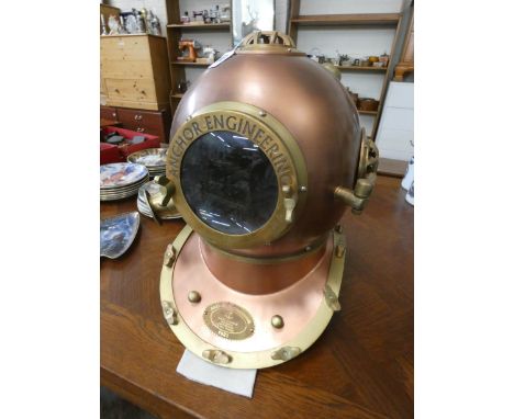 A vintage style copper and brass diver's helmet 