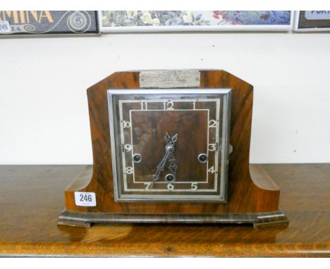 A Westminster chiming mantel clock in walnut case 