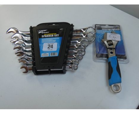 A new eight piece combination spanner set and a new 6" adjustable wrench 