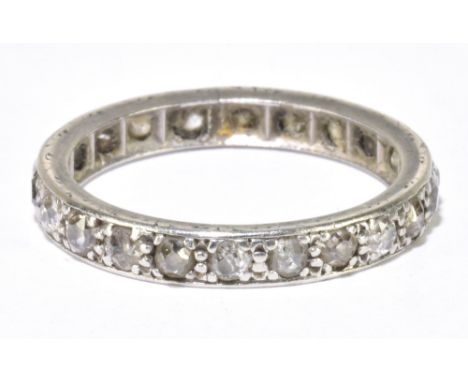 A white metal and diamond full eternity ring, size M, approx 3.7g.Additional InformationThe diamonds are quite flat, they are