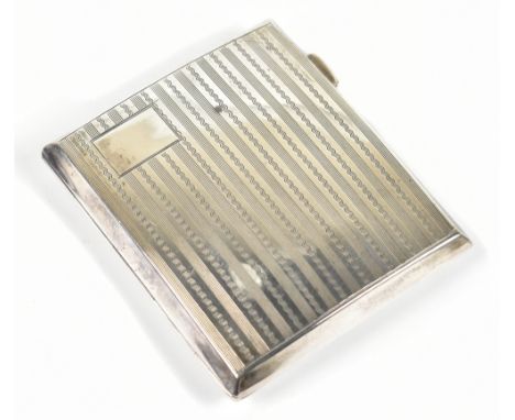 GF WESTWOOD &amp; SONS; a George V hallmarked silver cigarette case of curved rectangular form with engine turned decoration 