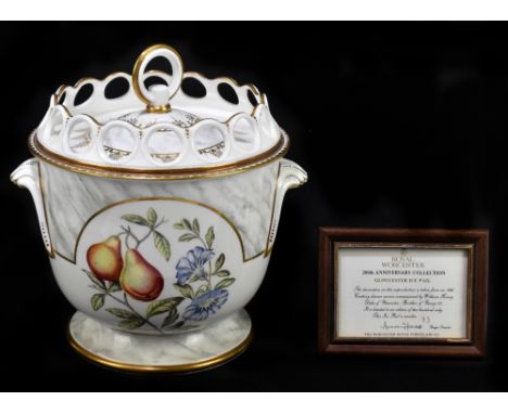 ROYAL WORCESTER; a 200th Anniversary Collection Gloucester ice pail, No. 93, decorated with flowers against a marbled ground,