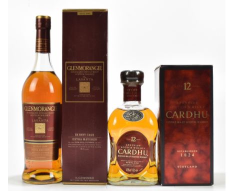 WHISKY; two bottles comprising Glenmorangie Highland single malt Scotch whisky, the Lasanta, sherry cask, extra matured, 46%,