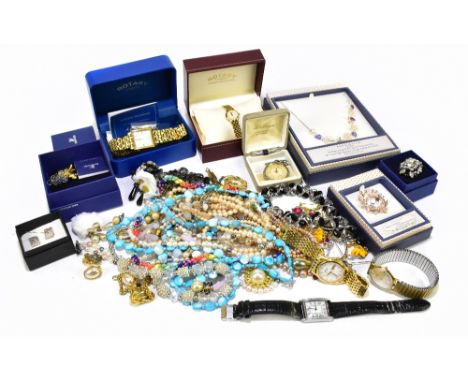A collection of costume jewellery and watches, to include two boxed Rotary watches, an unboxed Rotary, a Bentina watch etc.&n