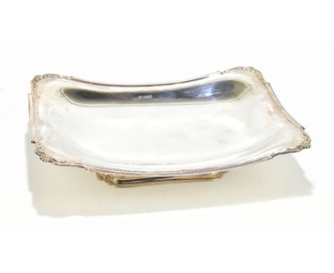 AITKEN BROS; a George VI hallmarked silver curved rectangular pedestal dish, Sheffield 1943, width 28cm, approx weight 25.11o