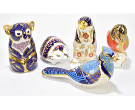 ROYAL CROWN DERBY; five animal form paperweights including Koala Bear, Hedgehog, etc (5).Additional InformationThe Hedgehog w