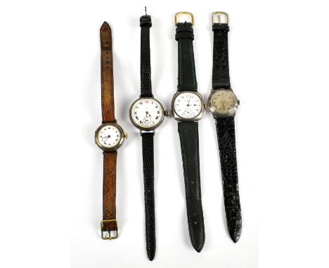 ELGIN; a sterling silver cased wristwatch, the enamelled dial set with Roman numerals and subsidiary seconds, diameter 30mm, 