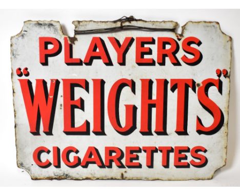 PLAYER'S; an original double sided enamel sign, 46 x 61cm.Additional InformationNumerous chips and losses to the enamel, rust